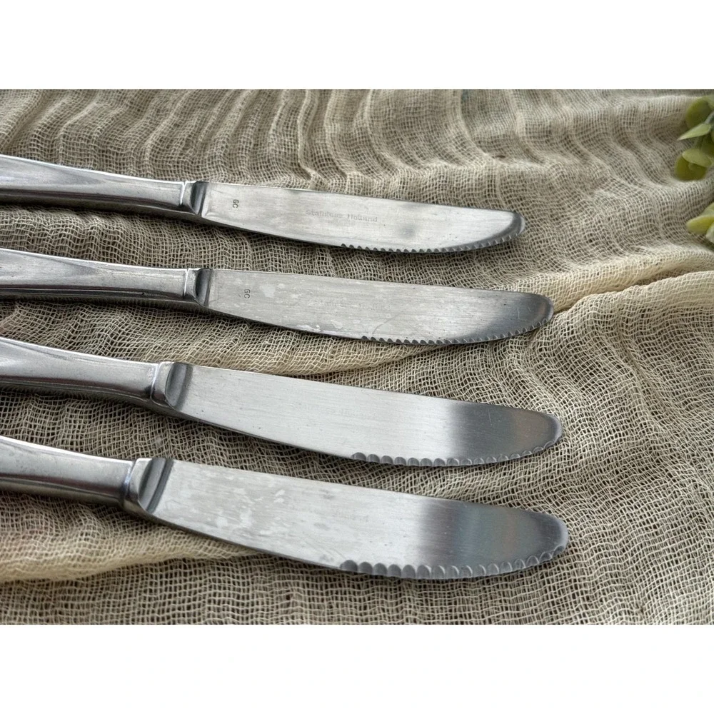 4 Amefa solid knife ASF5 Stainless Holland vintage flatware‎ 8 1/4